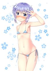 1girl absurdres arm_behind_back arm_up armpits bikini blue_eyes blue_hair blush braid breasts cameltoe covered_erect_nipples double_bun female_focus gochuumon_wa_usagi_desu_ka? groin hair_bun highres kafuu_chino loli long_hair matching_hair/eyes micro_bikini navel side-tie_bikini_bottom small_breasts solo swimsuit tears thigh_gap uneune v rating:Questionable score:142 user:danbooru