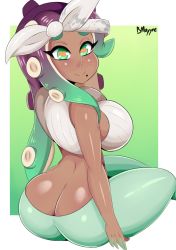 1girl ass bmayyne breasts butt_crack dark-skinned_female dark_skin female_focus green_eyes highres marina_(splatoon) mole nintendo octoling pants solo splatoon_(series) splatoon_2 tentacle_hair rating:Questionable score:30 user:Ecchi-Addict