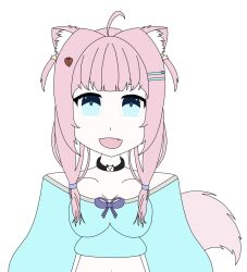  1girl 2023 ahoge aurora_hikari blue_eyes choker clavicles fang food fruit highres hihoneko indie_virtual_youtuber open_mouth panda pink_hair societyjoker solo standing strawberry vtuberenjoyer1 white_background  rating:Sensitive score:0 user:tyciol