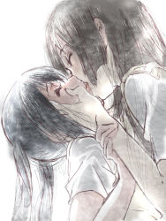 2girls age_difference akiyama_mio bad_id bad_pixiv_id black_hair blush closed_eyes dodai_shouji female_focus french_kiss from_side hand_on_another&#039;s_cheek hand_on_another&#039;s_face height_difference hime_cut holding_another&#039;s_wrist k-on! kiss long_hair multiple_girls nakano_azusa onee-loli open_mouth profile school_uniform short_sleeves simple_background sketch sweater_vest tongue twintails yuri rating:Sensitive score:81 user:danbooru