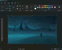  1other art_program_in_frame blue_theme christian_young commentary dark footprints from_behind full_body highres karst landscape microsoft_paint_(medium) microsoft_paint_(software) original outdoors painterly scenery screencap solo walking 