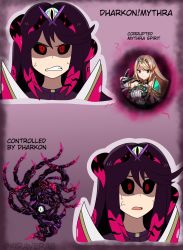 1girl alternate_color alternate_eye_color alternate_hair_color angry black_sclera blonde_hair colored_sclera corruption crossover dark_persona dharkon english_text glowing glowing_eyes hal_laboratory highres kiravera8 long_hair looking_at_viewer monolith_soft mythra_(xenoblade) nintendo possessed possession smile super_smash_bros. sweat sweatdrop tiara watermark xeno_(series) xenoblade_chronicles_(series) xenoblade_chronicles_2 rating:Sensitive score:11 user:danbooru