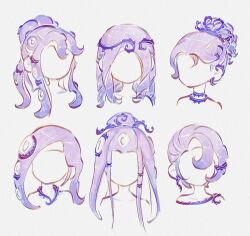  faceless hair_focus hashtag-only_commentary highres how_to long_hair medium_hair nintendo octoling ponytail popop_tart short_hair sidelocks simple_background splatoon_(series) splatoon_3 tentacle_hair wavy_hair white_background 