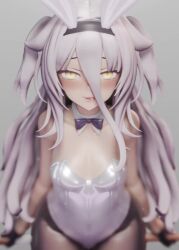  1girl 3d animated blush bow bowtie grey_background henya_the_genius highres laynusd leotard licking_lips playboy_bunny rabbit_ears tagme tongue tongue_out video virtual_youtuber vshojo 