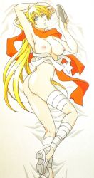  analog_dn breasts dakimakura_(medium) highres nipples saint_seiya saint_seiya:_the_lost_canvas sandals solo yuzuriha_(saint_seiya) 