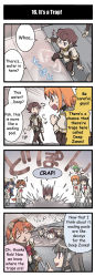 1boy 4koma 5girls :3 ? ^^^ ahoge alternate_language animal_ears artist_request axe belt black_hair blue_hair blush boots bow clenched_hand closed_eyes collar comic dwarf_(totomono) english_text fairy fairy_(totomono) falling felpurr flailing from_above furry goggles goggles_on_head green_hair hair_ornament hard-translated hat highres human_(totomono) index_finger_raised ken_to_mahou_to_gakuen_mono khulaz long_hair mini_person minigirl motion_blur multiple_girls o_o official_art open_mouth orange_eyes orange_hair pleated_skirt pointy_ears red_eyes school_uniform skirt smile standing sweatdrop tail text_focus third-party_edit translated triangle_mouth twintails walking water weapon rating:Sensitive score:0 user:danbooru