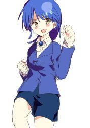  blue_hair blue_shirt blue_skirt brown_eyes highres kioh_gyoku milia_(seihou) open_mouth seihou shirt skirt smile syouziki_mono9 white_background 