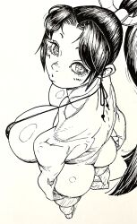  1girl ass bikini breasts fatal_fury highres large_breasts ponytail shiranui_mai shiwasu11 snk string_bikini swimsuit the_king_of_fighters traditional_media 