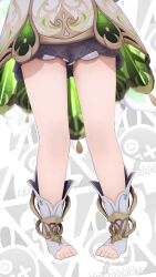  1girl 3d :p absurdres akashi1939 animated armpits arms_up audible_music bare_legs bloomers caramelldansen closed_mouth dancing genshin_impact green_eyes hair_between_eyes hair_ornament hands_up highres legs loli long_hair looking_at_viewer looking_to_the_side mikumikudance_(medium) music nahida_(genshin_impact) open-toe_shoes side_ponytail silver_hair smile solo sound standing tagme thighs toeless_legwear toes tongue tongue_out underwear video white_hair wrist_guards 