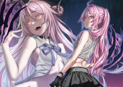  choker highres horns kannatsuki_noboru long_hair looking_at_viewer midriff pink_hair skirt  rating:Sensitive score:2 user:ampiaxxx
