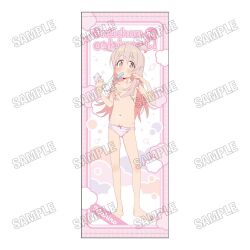  1girl bare_legs barefoot blush bow bow_panties breasts collarbone copyright_name food food_in_mouth full_body long_hair navel official_art onii-chan_wa_oshimai! oyama_mahiro panties pink_panties popsicle popsicle_in_mouth sample_watermark small_breasts solo standing stomach straight_hair topless_female underwear underwear_only very_long_hair watermark white_background 