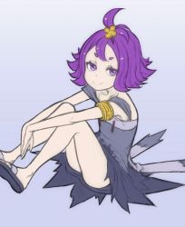 acerola_(pokemon) bluesalm0n loli nintendo pokemon pokemon_sm purple_eyes purple_hair sandals sitting slippers tagme rating:Questionable score:37 user:Lolichest