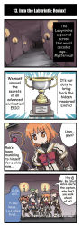 1boy 4koma 5girls :&lt; ahoge alternate_language anger_vein animal_ears artist_request belt black_hair blue_hair boots bow brown_hair candle chibi comic dwarf_(totomono) english_text fairy fairy_(totomono) fairy_wings felpurr fire fire furry gloves goggles goggles_on_head green_hair hair_ornament hallway hard-translated hat highres human_(totomono) ken_to_mahou_to_gakuen_mono khulaz long_hair looking_back mini_person minigirl multiple_girls official_art open_mouth orange_eyes parted_lips pleated_skirt pointy_ears school_uniform skirt staff sweatdrop thighhighs third-party_edit translated triangle_mouth trophy twintails walking wings zettai_ryouiki rating:Sensitive score:0 user:danbooru