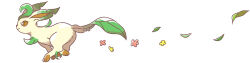  animal_focus closed_mouth commentary flower from_side full_body gen_4_pokemon leaf leafeon long_image matsuri_(matsuike) nintendo no_humans pokemon pokemon_(creature) pokemon_focus simple_background smile white_background wide_image 
