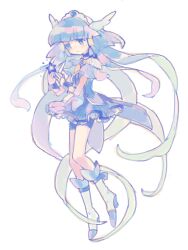  1girl absurdly_long_hair aoki_reika bad_drawr_id bad_id blue_bow blue_bowtie blue_eyes blue_hair blue_shirt blue_shorts blue_skirt blue_wrist_cuffs boots bow bowtie brooch closed_mouth coattails cure_beauty downturned_eyes floating_hair footwear_bow frilled_skirt frills full_body hair_ornament hair_tubes happy high_heel_boots high_heels jewelry knee_boots long_hair looking_at_object magical_girl miniskirt mode-pesu pleated_skirt precure shirt short_sleeves shorts shorts_under_skirt simple_background skirt smile smile_precure! solo standing tareme tiara very_long_hair white_arm_warmers white_background white_boots wide_sleeves wing_hair_ornament wrist_cuffs 