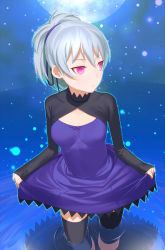 00s 1girl black_thighhighs breasts curtsey darker_than_black dress female_focus long_hair looking_away moon night panties pantyshot pink_eyes ponytail purple_dress purple_skirt reflection reflective_water ripples silver_hair skirt skirt_hold solo thighhighs underwear uni_(plastic_girl) upskirt wading water yin_(darker_than_black) zettai_ryouiki rating:Sensitive score:17 user:danbooru