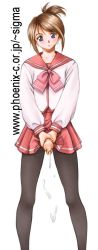 1futa blue_eyes blush brown_hair cum dusty_heaven foreskin futanari futanari_masturbation handjob masturbation pantyhose penis phimosis school_uniform short_hair simple_background solo uncensored rating:Explicit score:77 user:Randomguy664