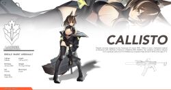  1girl absurdres animal_ears bikini black_bikini black_jacket boots breasts briefcase brown_hair callisto_(greyeth) combat_boots commission fox_ears fox_girl fox_tail gun highres holding holding_briefcase jacket knee_pads large_breasts laser_sight looking_at_viewer multicolored_hair nyxview optical_sight original radio_antenna reference_sheet second-party_source sig_mpx streaked_hair submachine_gun swimsuit tail thighhighs weapon 