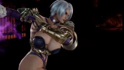  1girl 3d animated animated_gif armor ass game_screenshot holding holding_sword holding_weapon isabella_valentine leotard namco pauldrons revealing_clothes short_hair shoulder_armor soul_calibur sword thong_leotard weapon whip_sword white_hair 