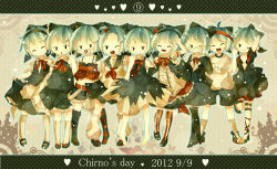  (9) 6+girls ahoge alternate_costume apron ascot asp@juken asymmetrical_legwear bad_id barefoot belt bespectacled bikini bikini_top_only blue_hair bow camisole cirno cosplay delinquent detached_sleeves dress glasses gym_uniform hair_bow hairband hakurei_reimu hakurei_reimu_(cosplay) high_heels loose_socks mask middle_finger mismatched_legwear mouth_mask multiple_girls multiple_persona one_eye_closed open_mouth sailor_collar sandals school_uniform serafuku shoes shorts single_shoe smile sneakers socks solid_circle_eyes striped_clothes striped_legwear striped_socks surgical_mask swimsuit thigh_strap thighhighs touhou v vertical-striped_clothes vertical-striped_socks wink 