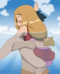 1boy 1girl ^_^ alternate_color alternate_costume animated animated_gif anus ash_ketchum ass bare_arms bare_shoulders beach bikini bikini_bottom_aside bikini_skirt black_eyes black_hair blonde_hair blush closed_eyes clothed_sex clothing_aside cloud day eyelashes happy happy_sex held_up hetero jitan_(jjvm4477) kodomo_doushi loli long_hair nintendo ocean open_mouth outdoors partially_submerged partially_underwater_shot penis pokemon pokemon_(anime) pokemon_xy pokemon_xy_(anime) r.exe serena_(pokemon) sex shorts shota skirt sky smile spread_legs standing standing_sex stealth_sex suspended_congress swimsuit swimsuit_aside testicles tongue uncensored underwater underwater_sex vaginal water waving rating:Explicit score:1132 user:Perv-Ultra