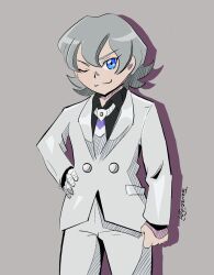 1boy bandaged_arm bandages blue_eyes digimon edo_phoenix edo_phoenix_(cosplay) higashimitarai_kiyoshiro necktie one_eye_closed smile tezuze voice_actor_connection wink yu-gi-oh! yu-gi-oh!_gx