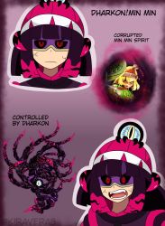 alternate_color alternate_eye_color alternate_hair_color angry arms_(game) beanie black_sclera blonde_hair colored_sclera corruption crossover dark_persona dharkon english_text glowing glowing_eyes hal_laboratory hat highres kiravera8 looking_at_viewer mask min_min_(arms) nintendo possessed possession purple_mask short_hair super_smash_bros. watermark rating:Sensitive score:11 user:danbooru
