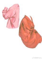  2others chinese_clothes clothes_focus hanfu invisible long_sleeves multiple_others no_humans object_focus orange_shirt original pink_shirt satin shirt v-neck white_background wide_sleeves yu_mingqing_yeimq 