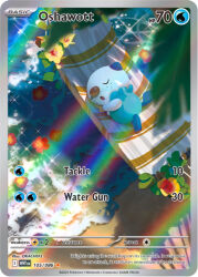  :o artist_name card_(medium) closed_eyes company_name copyright_name copyright_notice flower full_body gen_5_pokemon hammock leaf lying nintendo no_humans official_art okacheke on_hammock on_side open_mouth oshawott pokemon pokemon_(creature) pokemon_card pokemon_focus pokemon_tcg sand shore sleeping solo sparkle third-party_source trading_card translation_request water 