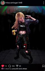  absurdres blonde_hair cum_metal highres instagram_username jessie_(veyonis) mordojog punk rave tagme 