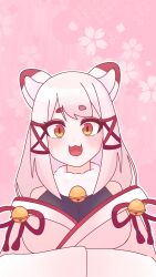  1girl absurdres animal_ears artist_request bad_source black_bodysuit body_freckles bodysuit bow breasts commission fang fox_ears fox_girl fox_tail freckles frills fur_collar gohei hair_between_eyes hair_bow hair_ornament hair_ribbon highres indie_virtual_youtuber japanese_clothes kagari_kitsune large_breasts long_hair long_sleeves messy_hair multicolored_hair nontraditional_miko pink_hair red_ribbon ribbon sidelocks simple_background skeb_commission skirt sleeves_past_fingers sleeves_past_wrists slit_pupils tail virtual_youtuber white_hair yellow_eyes 