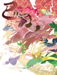  arbok chinese_zodiac dunsparce dynamax fangs forked_tongue gen_1_pokemon gen_2_pokemon gen_3_pokemon gen_5_pokemon gen_8_pokemon gigantamax gigantamax_sandaconda highres nintendo no_humans open_mouth pink_clouds pink_eyes pokemon pokemon_(creature) red_eyes samugohan3658 sand sandaconda scales serperior seviper snake snivy steelix tongue tongue_out year_of_the_snake 