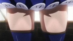  animated animated_gif azure_(armor) blonde_hair blue_eyes breasts long_hair lowres monster_hunter_(series) monster_hunter_mezeporta_kaitaku-ki skirt smile 