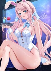  1girl absurdres blue_eyes female_focus highres leotard long_hair love_live! love_live!_nijigasaki_high_school_idol_club mole mole_under_eye parika pink_hair playboy_bunny zhong_lanzhu  rating:Sensitive score:2 user:RQ64