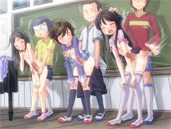 3boys 3girls black_hair blue_hair blush breasts censored chalkboard kodomo_doushi classroom closed_eyes clothes_lift green_hair handprint hetero loli long_hair multiple_boys multiple_girls nakayoshi_3_kumi nude open_mouth panties panty_pull penis public_indecency puddle pussy_juice pussy_juice_puddle school sex shirt_lift short_hair shota showa_club skirt small_breasts spanked thighhighs underwear uterus vaginal x-ray zenra rating:Explicit score:395 user:huzzaman