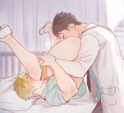 10s 2boys anal anilingus ass bara blush bottomless doctor free! lowres male_focus male_penetrated megumaru multiple_boys oral sweat tachibana_makoto yamazaki_sousuke yaoi rating:Explicit score:84 user:harucho