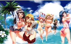 6+girls :d ;d ^_^ adjusting_hair arm_up armpits ass assisted_exposure barefoot beach beach_chair bikini bikini_bottom_only bikini_under_clothes black_hair blonde_hair blue_eyes blue_hair blush bosshi breasts cameltoe chair chasing closed_eyes clothes_pull clothes_theft cloud collarbone competition_swimsuit covered_erect_nipples covered_navel day dress_shirt embarrassed fang feet flower full-face_blush green_eyes green_hair highres hip_focus large_breasts legs long_hair long_image looking_at_viewer looking_back lounge_chair lowleg lowleg_bikini micro_bikini multiple_girls naughty_face navel nipples one-piece_swimsuit one_eye_closed open_clothes open_mouth open_shirt outdoors palm_tree pink_bikini pink_hair plaid_clothes plaid_skirt pleated_skirt ponytail radical_gogo_baby red_bikini running scan school_uniform see-through_clothes shirt short_twintails skirt skirt_pull sky small_breasts smile string_bikini swimsuit swimsuit_under_clothes theft thigh_gap thighs tomoko_mizuki topless_female tree twintails two_side_up unitard unworn_bikini_top v wading wardrobe_malfunction water wet wet_clothes wet_shirt wide_image wink rating:Questionable score:178 user:danbooru