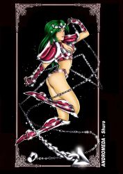  absurdres andromeda_shun armor breasts chain cleavage gender_request genderswap green_hair highres saint_seiya  rating:Questionable score:10 user:DarkToonLink