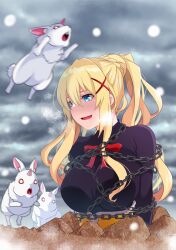  blonde_hair blue_eyes chain darkness_(konosuba) highres kono_subarashii_sekai_ni_shukufuku_wo! rabbit snow  rating:General score:6 user:Slaver_Skald
