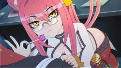  1boy 1girl :3 amplected anal animal_ears animated anus ass barefoot bent_over black_panties blazblue bracelet breasts candy cat_ears cat_girl cat_tail chair completely_nude continuous_ejaculation cum cum_in_ass cum_in_pussy cum_on_body cum_on_feet ejaculation fang feet fellatio food footjob glasses hair_ornament hetero indoors jacket jewelry kokonoe_(blazblue) lab_coat laboratory large_penis lollipop long_hair medium_breasts minteava moaning multiple_tails nipples nude oral panties pants penis pink_hair ponytail pussy ragna_the_bloodedge red_jacket red_pants reverse_suspended_congress saberwolf8 sex sex_from_behind sitting smug sound tagme tail tail_grab testicles two_tails underwear vaginal video voice_actor yellow_eyes  rating:Explicit score:552 user:betweendays