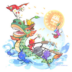  black_eyes black_skin blue_eyes blue_pikmin blue_skin blue_sky boat bud chinese_new_year chinese_zodiac circle climbing colored_skin creature creature_focus dragon_boat_festival drumsticks flag flaming_eyes flower flying foot_up holding holding_drumsticks holding_flag holding_oar insect_wings instagram_username kurieto_(gtchuang) leaf logo looking_ahead nintendo no_humans no_mouth oar pikmin_(creature) pikmin_(series) pikmin_bloom pink_skin playing_drum pointy_ears pointy_nose purple_hair purple_pikmin purple_skin red_eyes red_pikmin red_skin rock rock_pikmin short_hair sky solid_circle_eyes sparkle sun sunlight swimming triangle_mouth very_short_hair water watercraft watermark white_background white_flower white_pikmin white_skin winged_pikmin wings year_of_the_dragon yellow_pikmin yellow_skin 