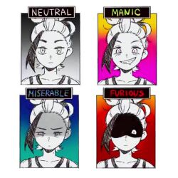  1boy angry animated black_hair collarbone commentary_request drooling evil_smile expressionless facial_expressions frown greyscale hair_tie hairband insane kieran_(pokemon) looking_at_viewer loose_hair_strand male_focus mole mole_on_neck monochrome multicolored_hair multiple_boys multiple_expressions nintendo omori one_eye_covered one_eye_visible pokemon pokemon_sv sad shaded_face shadow short_hair smile tagme tank_top teeth two-tone_hair upper_body video yomogi_dango_(sbj_rocketlink) 
