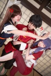 angry cosplay highres kuonji_ukyou nail_polish photo_(medium) ranma_1/2 saotome_ranma shampoo_(ranma_1/2)