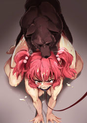 1girl all_fours angry animal ario barefoot bestiality blush breasts collar crying crying_with_eyes_open cum cum_in_pussy cum_on_body cum_on_breasts cum_on_hair cum_on_upper_body cum_string cumdrip dog doggystyle facial feet forced from_above hair_bobbles hair_ornament hanging_breasts humiliation kneeling large_breasts leash nude onozuka_komachi pink_hair rape red_eyes red_hair sex sex_from_behind short_hair tears touhou twintails two_side_up vaginal viewer_holding_leash rating:Explicit score:573 user:danbooru