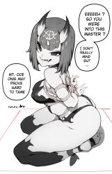  1girl absurdres ass bdsm bondage bound breasts butt_crack english_text fate_(series) highres kneeling penguru_086 rope shuten_douji_(fate) solo tagme  rating:Explicit score:150 user:Sakkuyuku