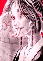  1girl artist_request forked_tongue highres long_tongue snake snake_girl tagme tongue 