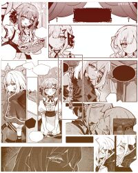  2girls aver_(yumenokessho) bang_dream! bang_dream!_it&#039;s_mygo!!!!! basket bow capelet center_frills chinese_commentary chinese_text commentary_request doloris_(bang_dream!) facial_mark frills hair_bow hair_ornament hairclip highres imminent_kiss kiss kyou_039 long_hair misumi_uika monochrome multiple_girls puffy_short_sleeves puffy_sleeves short_sleeves sidelocks sweets_paradise togawa_sakiko translation_request yumenokessho yuri 
