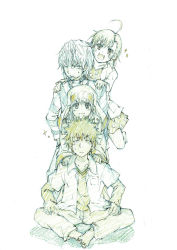 2boys 2girls accelerator_(toaru_majutsu_no_index) ahoge bad_id bad_pixiv_id barefoot choker delf index_(toaru_majutsu_no_index) kamijou_touma lab_coat last_order_(toaru_majutsu_no_index) monochrome multiple_boys multiple_girls nun sitting sketch toaru_majutsu_no_index rating:Sensitive score:1 user:danbooru
