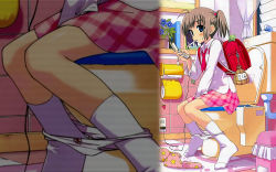 backpack bag cellphone highres loli panties panties_around_leg phone randoseru solo toilet uncensored underwear zoom_layer rating:Explicit score:12 user:AlmaNegra