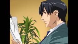  1boy 1girl all_fours animated asaoka_rena brown_hair fellatio hetero lingeries lingeries_office office_lady oral stealth_fellatio stealth_sex uncensored under_table video 